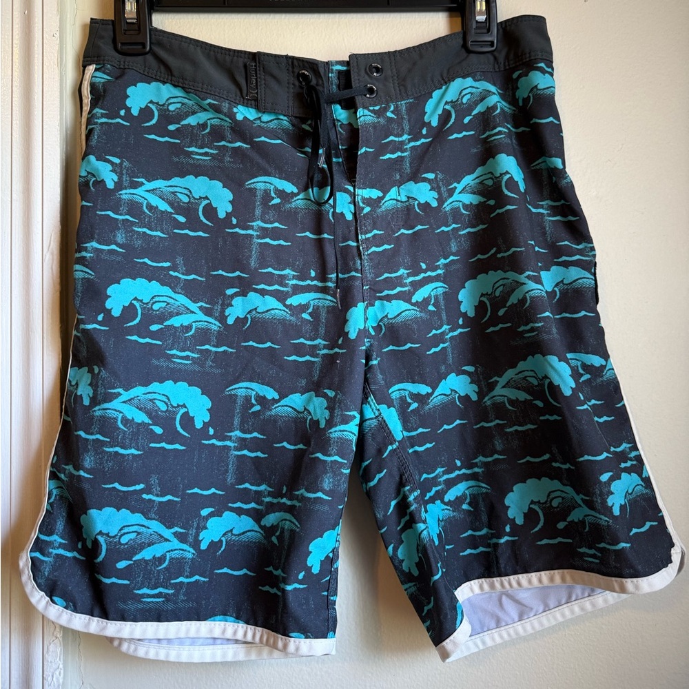 Hurley Black and Blue Board Shorts with Striking Design